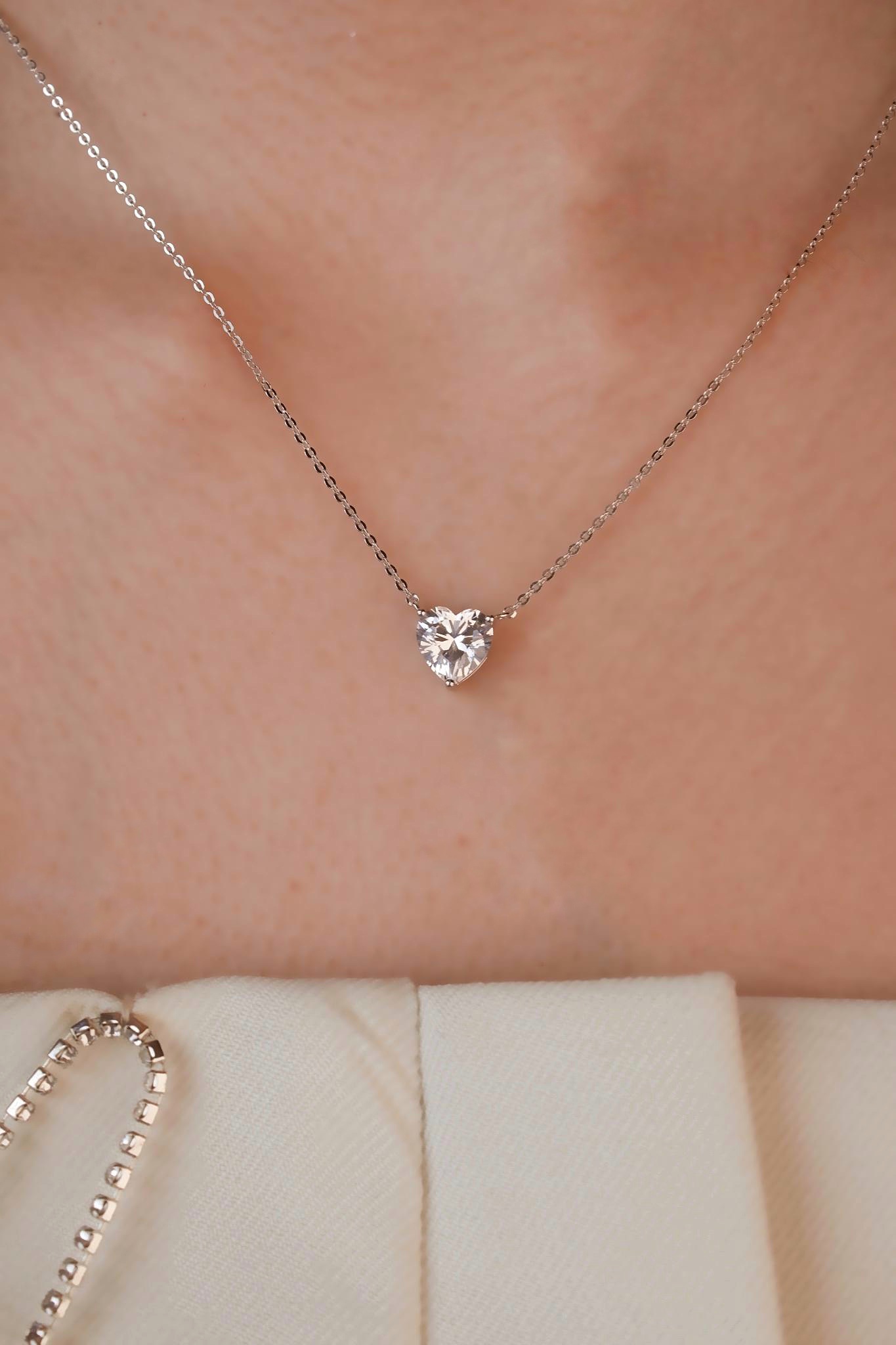 Подвеска «Белое сердце» без огранки — изображение 2